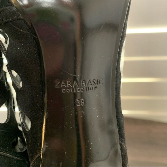 Zara black openwork wraparound lace up high heel sandals - Picture 10 of 12